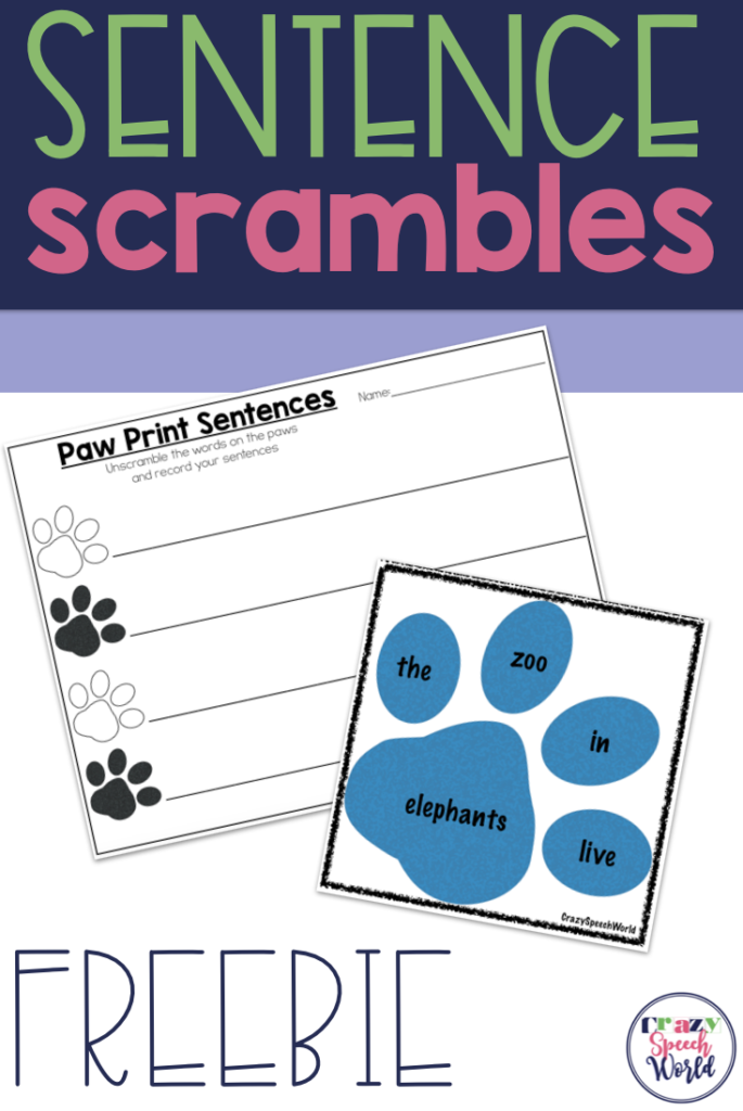 sentence scramble freebie for speech therapy