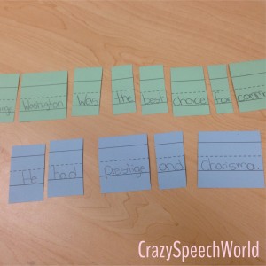 Sentence strips Main Idea