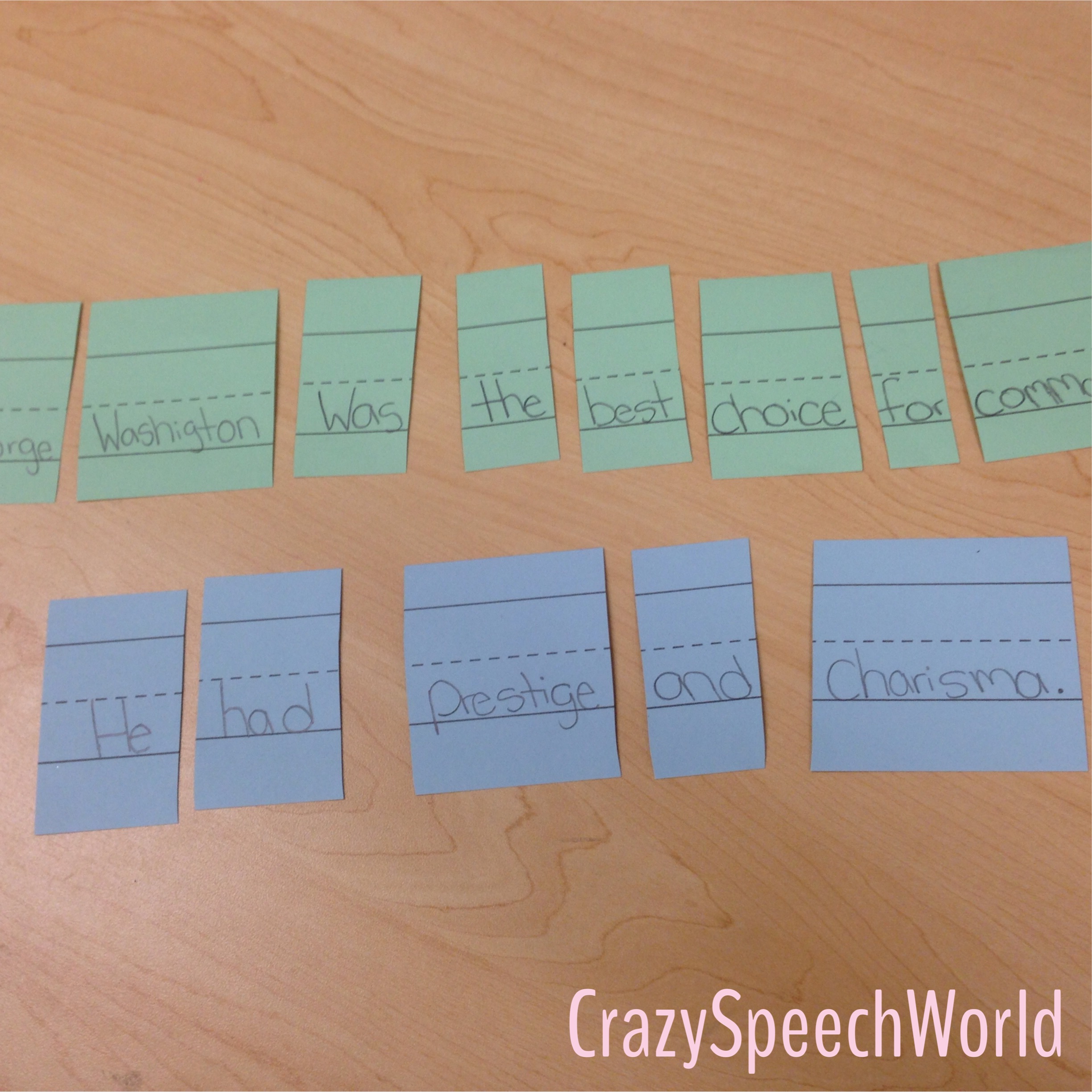 Using Sentence Strips for Main Idea Goals Crazy Speech World