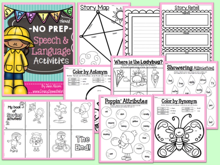 Spring NO PREP Speech Therapy Activities