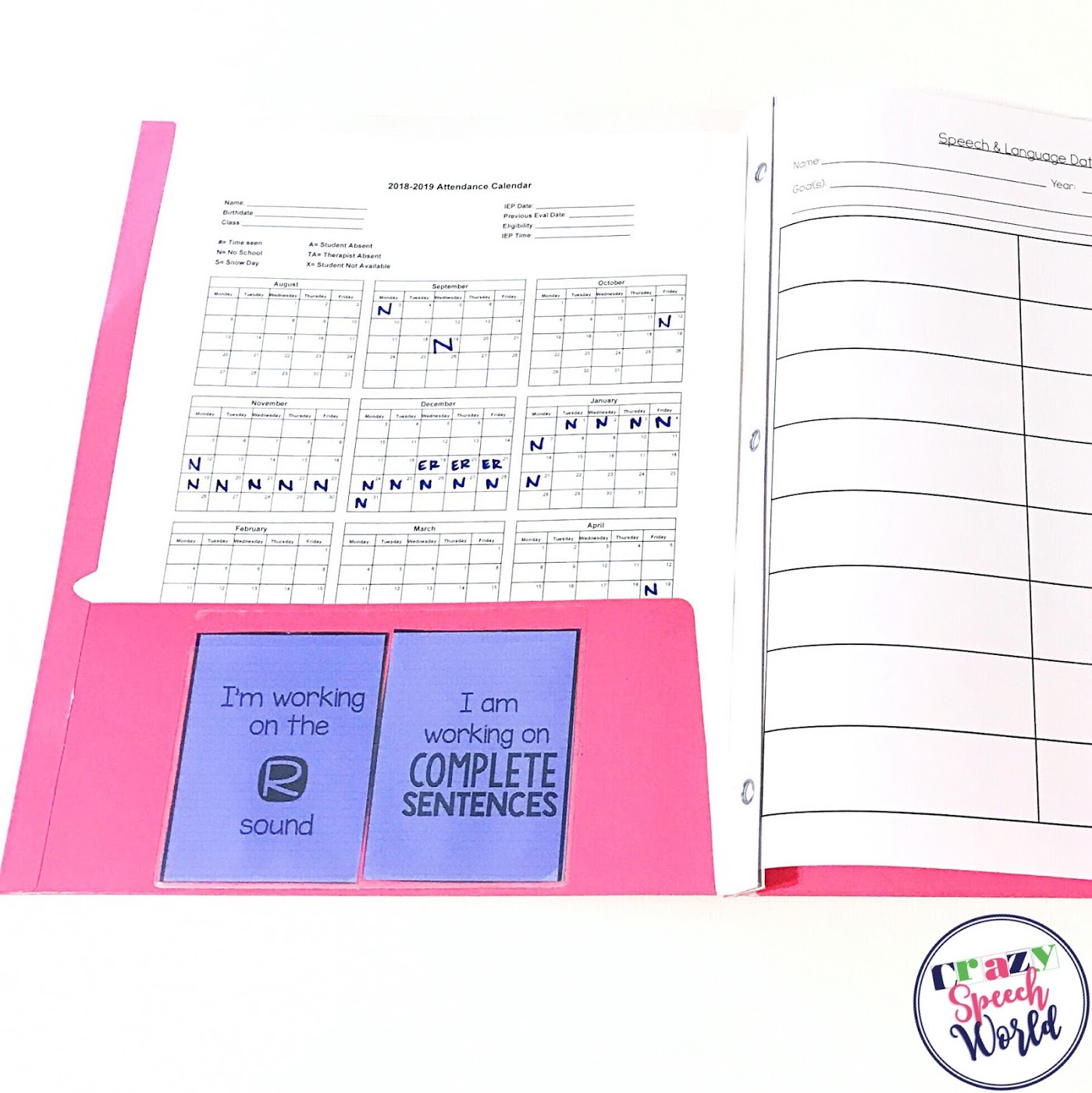 Student Folders for Speech Therapy - Crazy Speech World